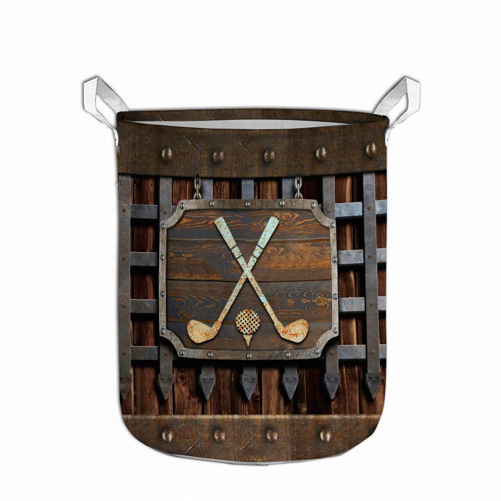 Golf Metal Pattern Print Laundry Basket