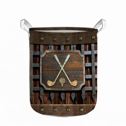 Golf Metal Pattern Print Laundry Basket