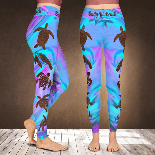 Love Turtles Leather Pattern Print Leggings