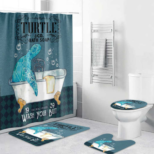 Bath Soap Co. - Turtle Bathroom Curtain & Mats Set