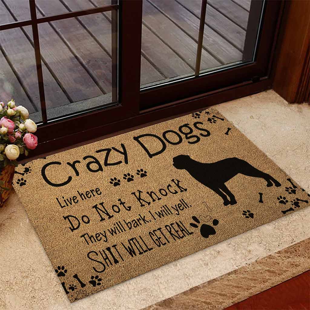 Crazy Dog Live Here - Rottweilers Coir Pattern Print Doormat