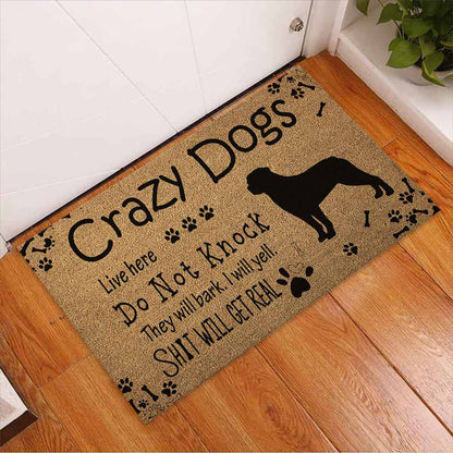 Crazy Dog Live Here - Rottweilers Coir Pattern Print Doormat