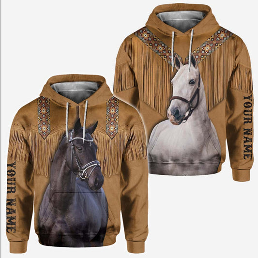 Western Horse Couple Hoodie - Personalized All Over T-shirt and Hoodie