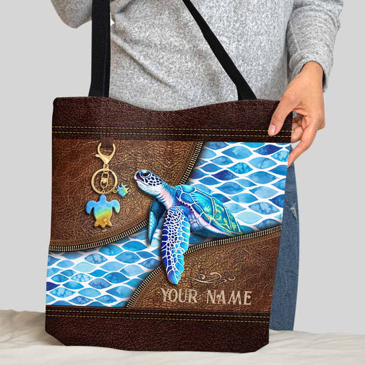 Salty Lil' Beach - Turtle Personalized  Tote Bag