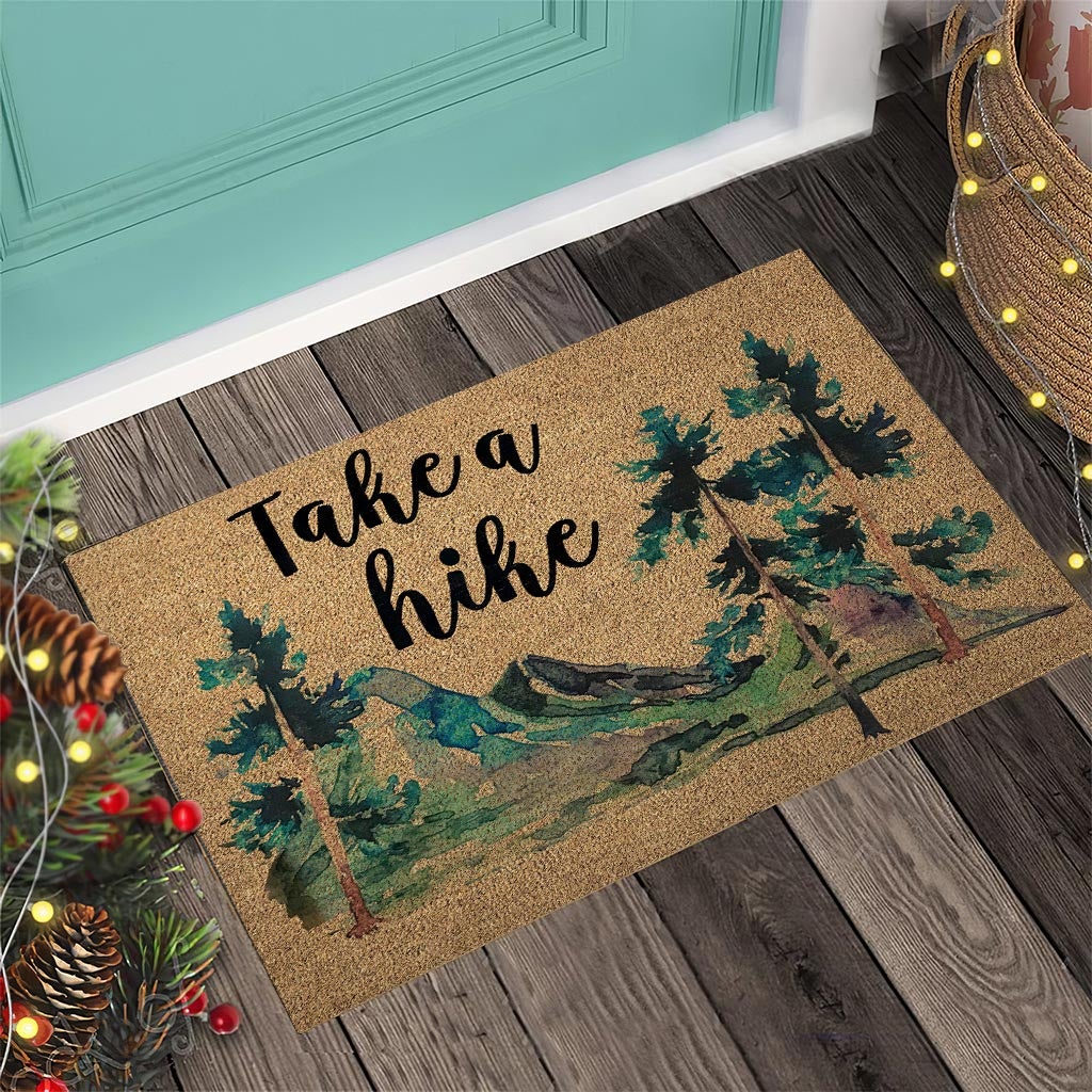 Take A Hike - Hiking Coir Pattern Print Doormat