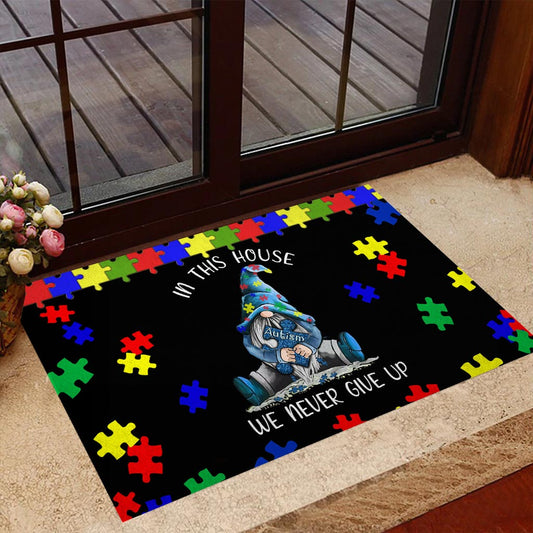 We Never Give Up - Autism Awareness Doormat