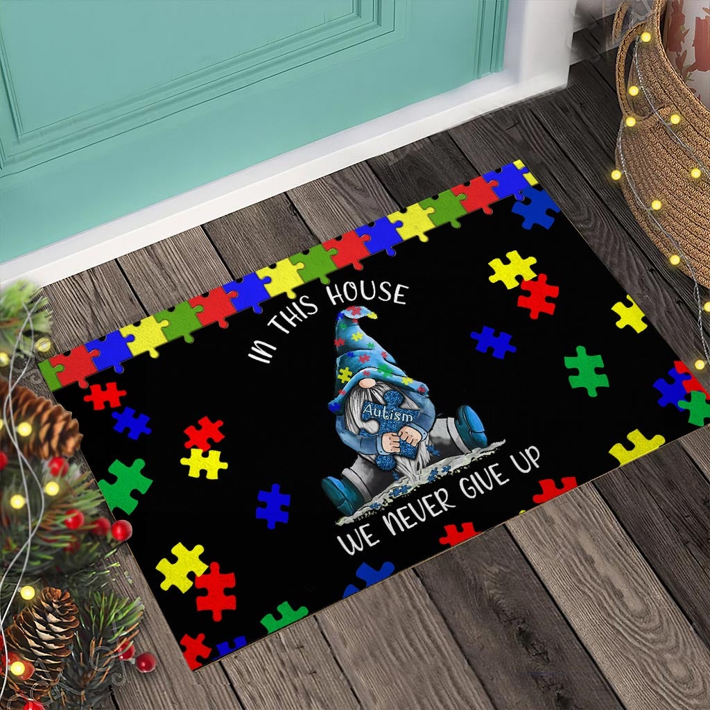 We Never Give Up - Autism Awareness Doormat