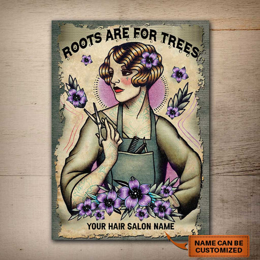 Roots Are For Trees - Hairdresser Personalized Rectangle Metal Sign