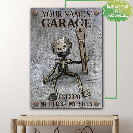 My Tools My Rules - Mechanic Personalized Rectangle Metal Sign