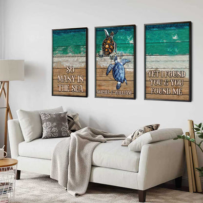 So Many In The Sea - Personalized Couple Turtle Poster & Canvas Set