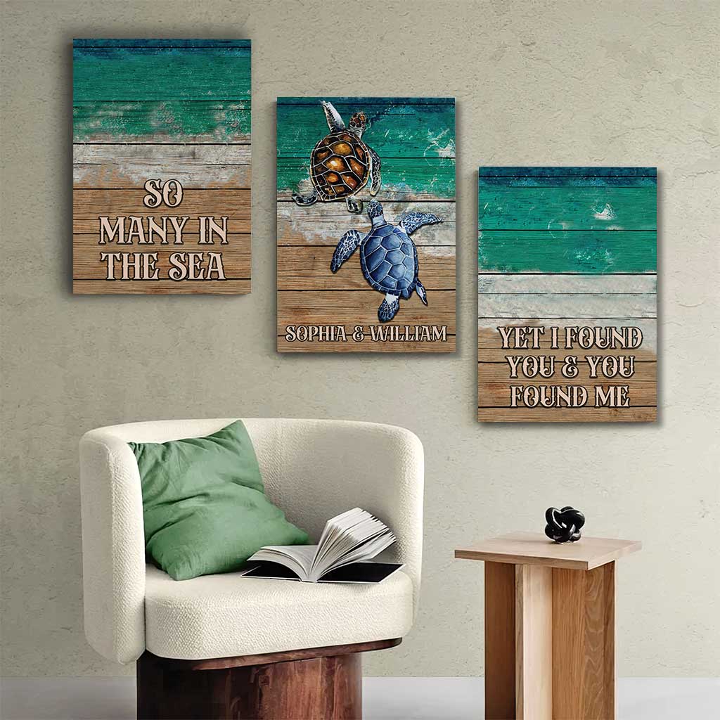 So Many In The Sea - Personalized Couple Turtle Poster & Canvas Set