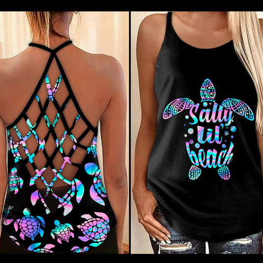 Salty LiL' Beach - Turtle Cross Tank Top