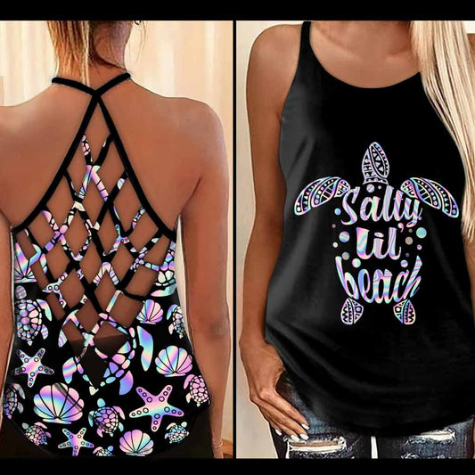 Salty LiL' Beach - Turtle Cross Tank Top