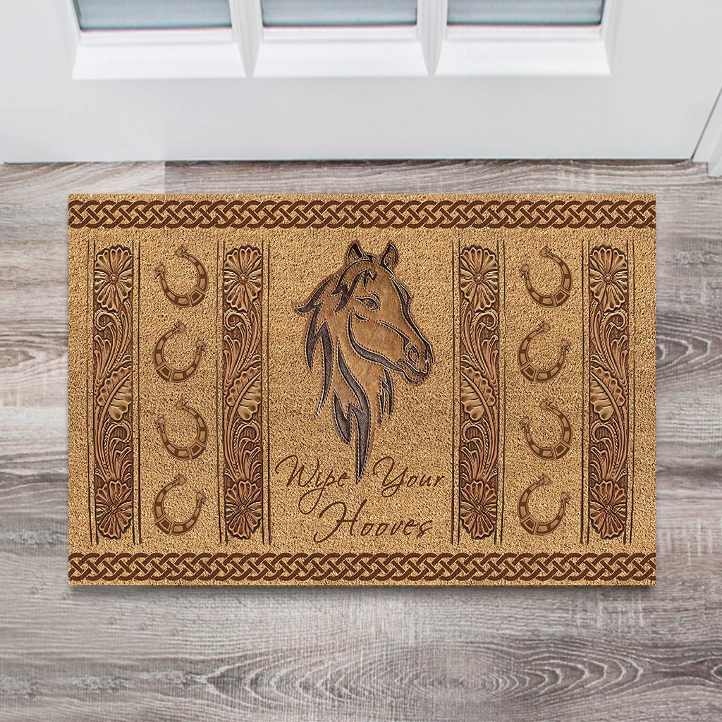 Wipe Your Hooves - Horse Coir Pattern Print Doormat