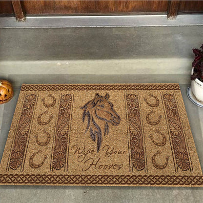 Wipe Your Hooves - Horse Coir Pattern Print Doormat