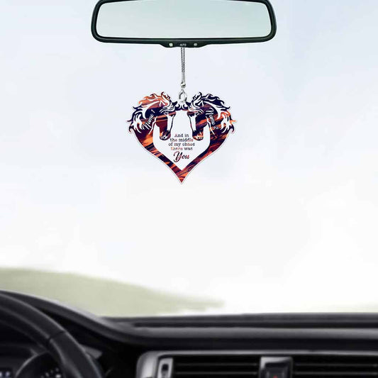 And In The Middle Of My Chaos - Personalized Couple Horse Transparent Car Ornament (Printed On Both Sides)