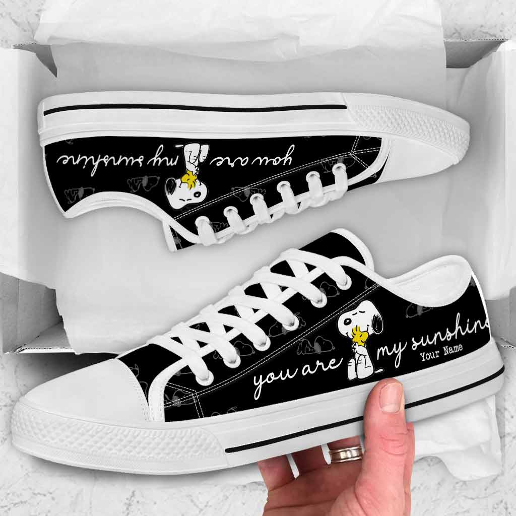 Lovely White Pup - Personalized Low Top Shoes