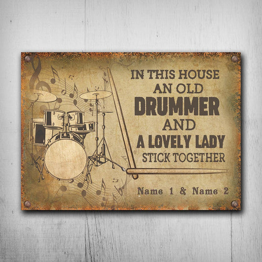 In This House - Drummer Personalized Rectangle Metal Sign