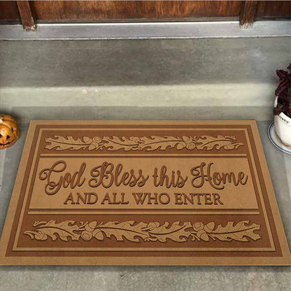 God Bless This Home - God Coir Pattern Print Doormat