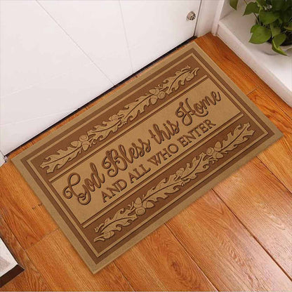 God Bless This Home - God Coir Pattern Print Doormat