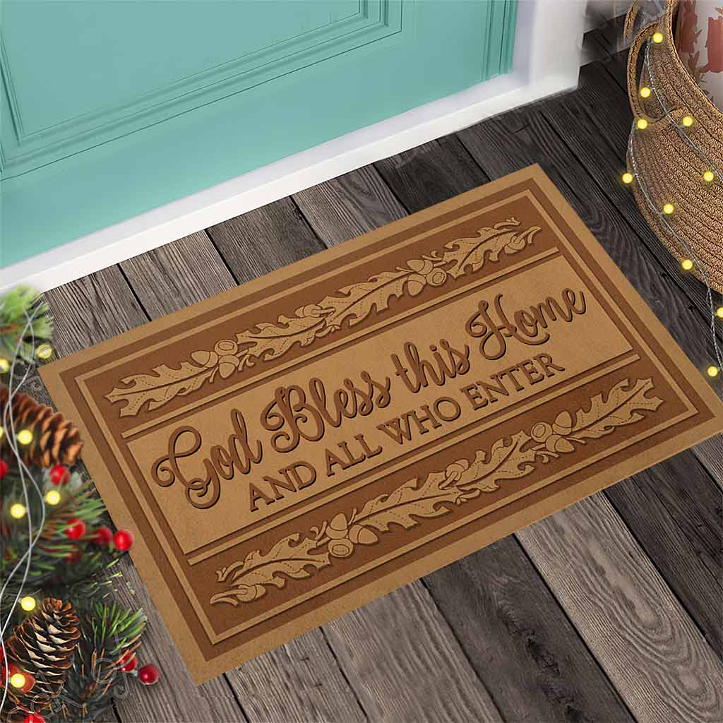 God Bless This Home - God Coir Pattern Print Doormat