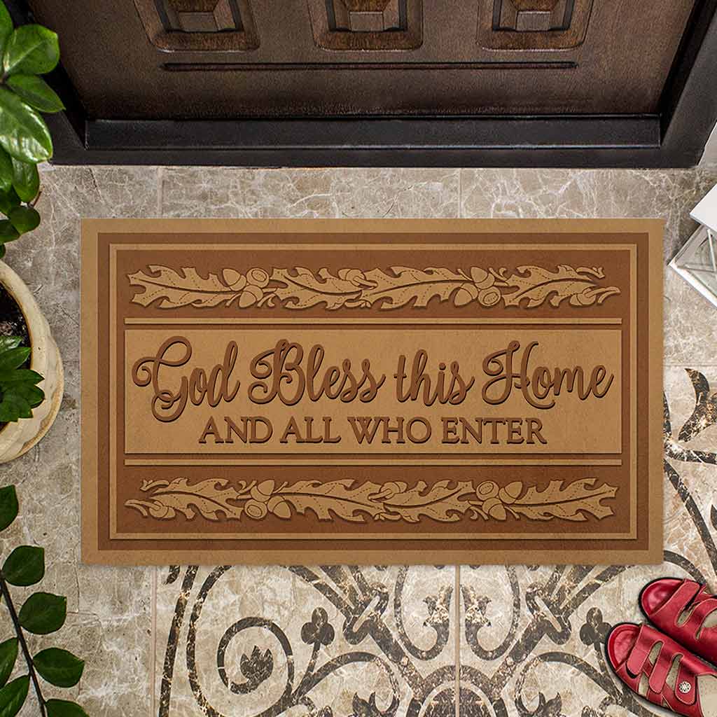 God Bless This Home - God Coir Pattern Print Doormat