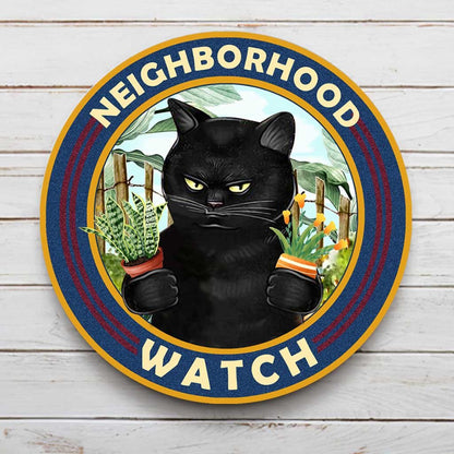 Neighborhood Watch - Gardening Round Metal Sign