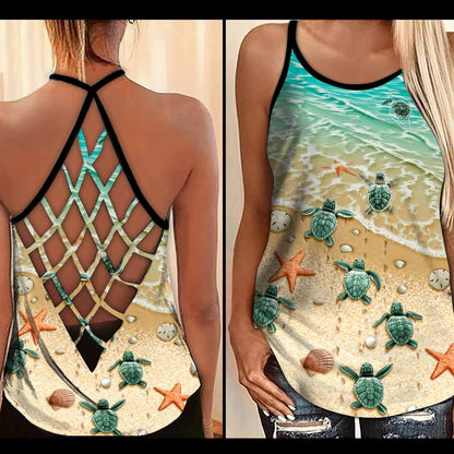 Salty Lil' Beach - Turtle Cross Tank Top