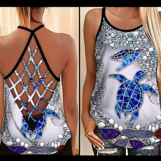 Salty Lil' Beach - Turtle Cross Tank Top