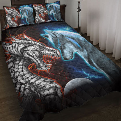 Heart Of A Wolf Soul Of A Dragon Quilt Bed Set