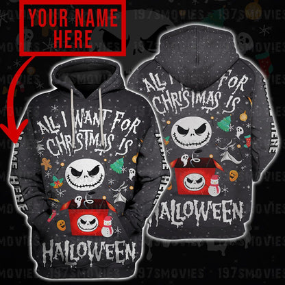 All I Want For Christmas - Personalized Nightmare All Over Shirt 0823