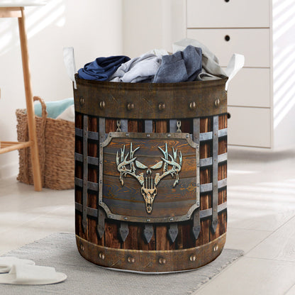 Hunting Metal Pattern Print Hunting Laundry Basket 0622