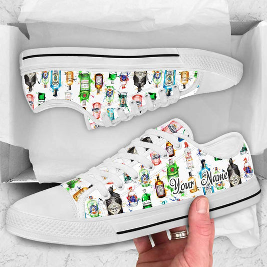 Let The Fun Begin Gin Bottles - Personalized Low Top Shoes