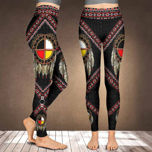 Indigenous Feather Native American - American Indian Leggings