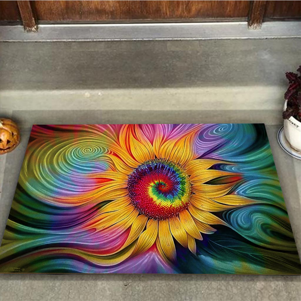 Tie Dye Sunflower Hippie Doormat