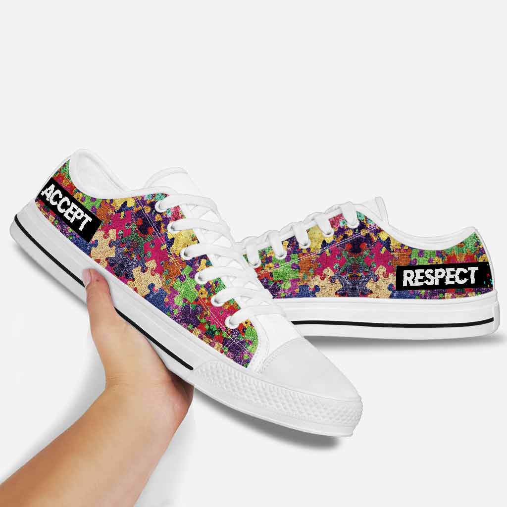 Accept Respect - Autism Awareness Low Top Shoes 112021