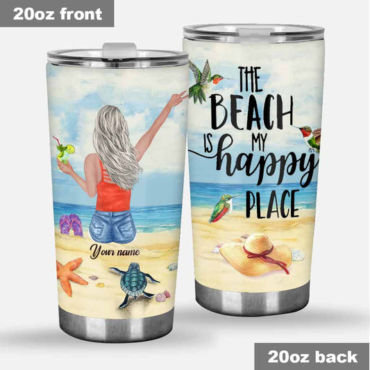 The Beach Is My Happy Place - Sea Lover Personalized Tumbler