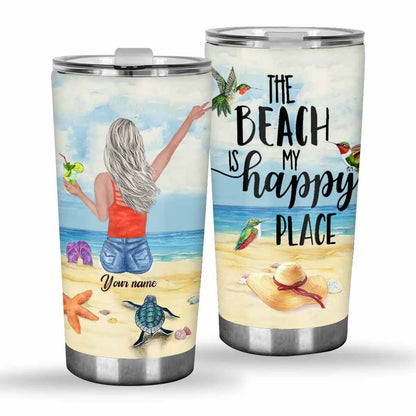 The Beach Is My Happy Place - Sea Lover Personalized Tumbler