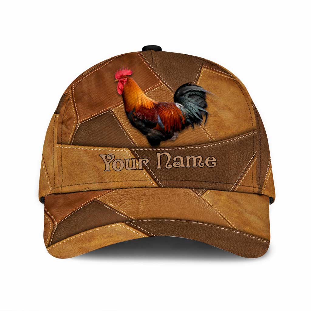 Chicken Whisperer Personalized Leather Pattern Print Cap