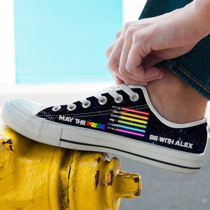 May The Pride Be With You - Personalized LGBT Support Low Top Shoes