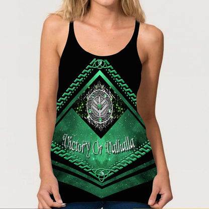 Victory or Valhalla Celtic Shield Maiden - Viking Cross Tank Top