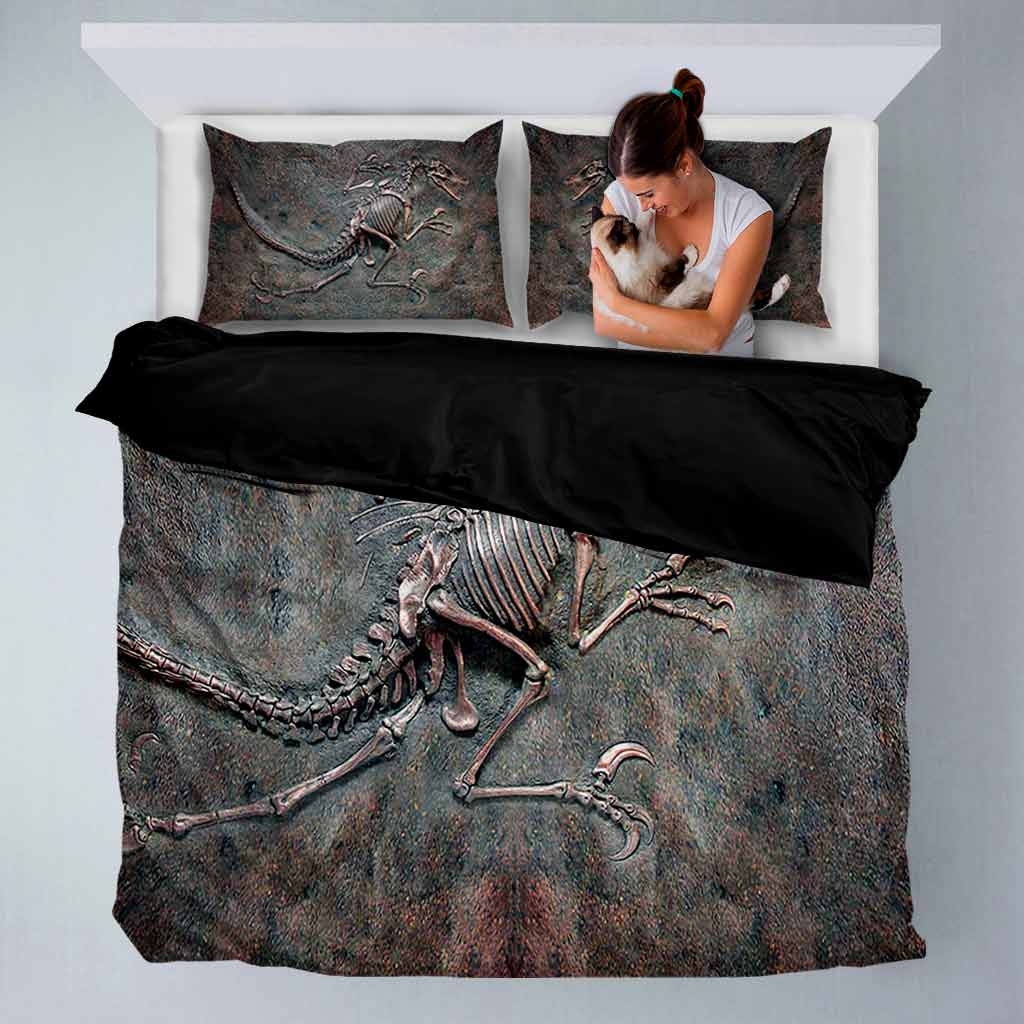 Dinosaur Fossil Metal Pattern Printed Bedding Set