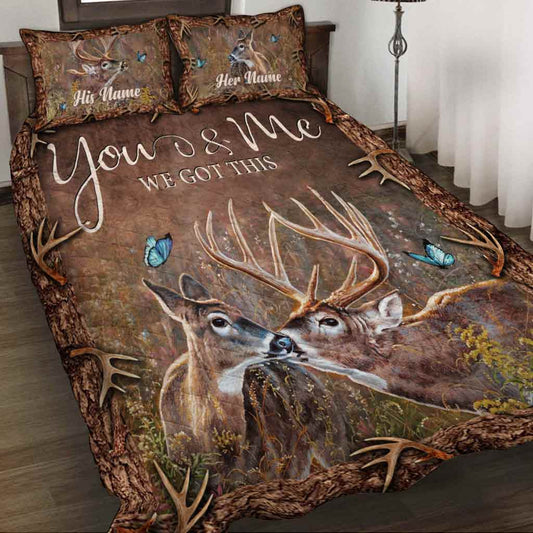 Hunting Couple - Personalized Quilt Set