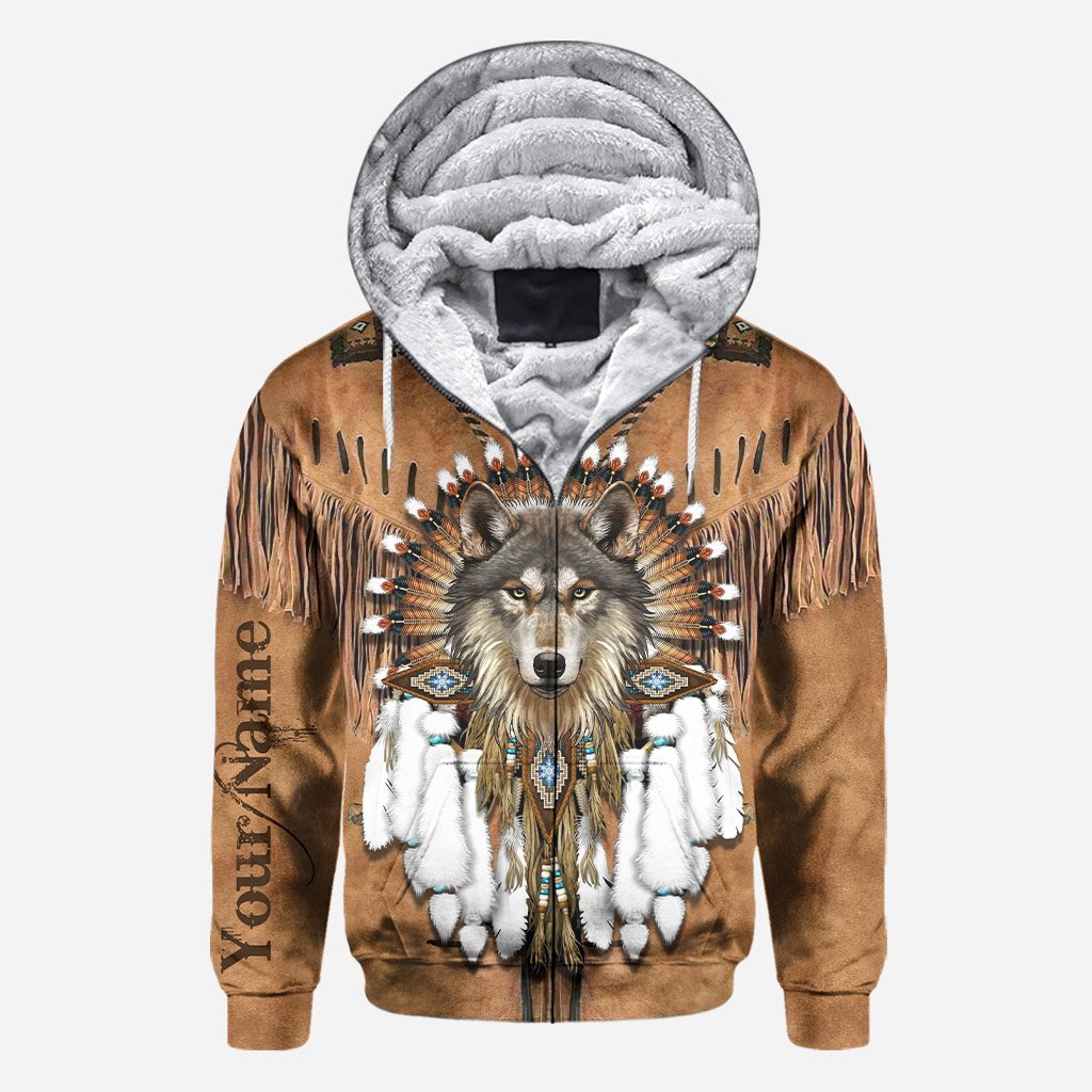 Indigenous - Personalized American Indian All Over T-shirt and Hoodie With Leather Pattern Print