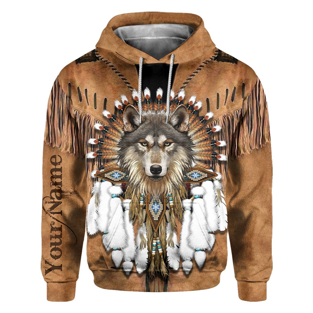 Indigenous - Personalized American Indian All Over T-shirt and Hoodie With Leather Pattern Print