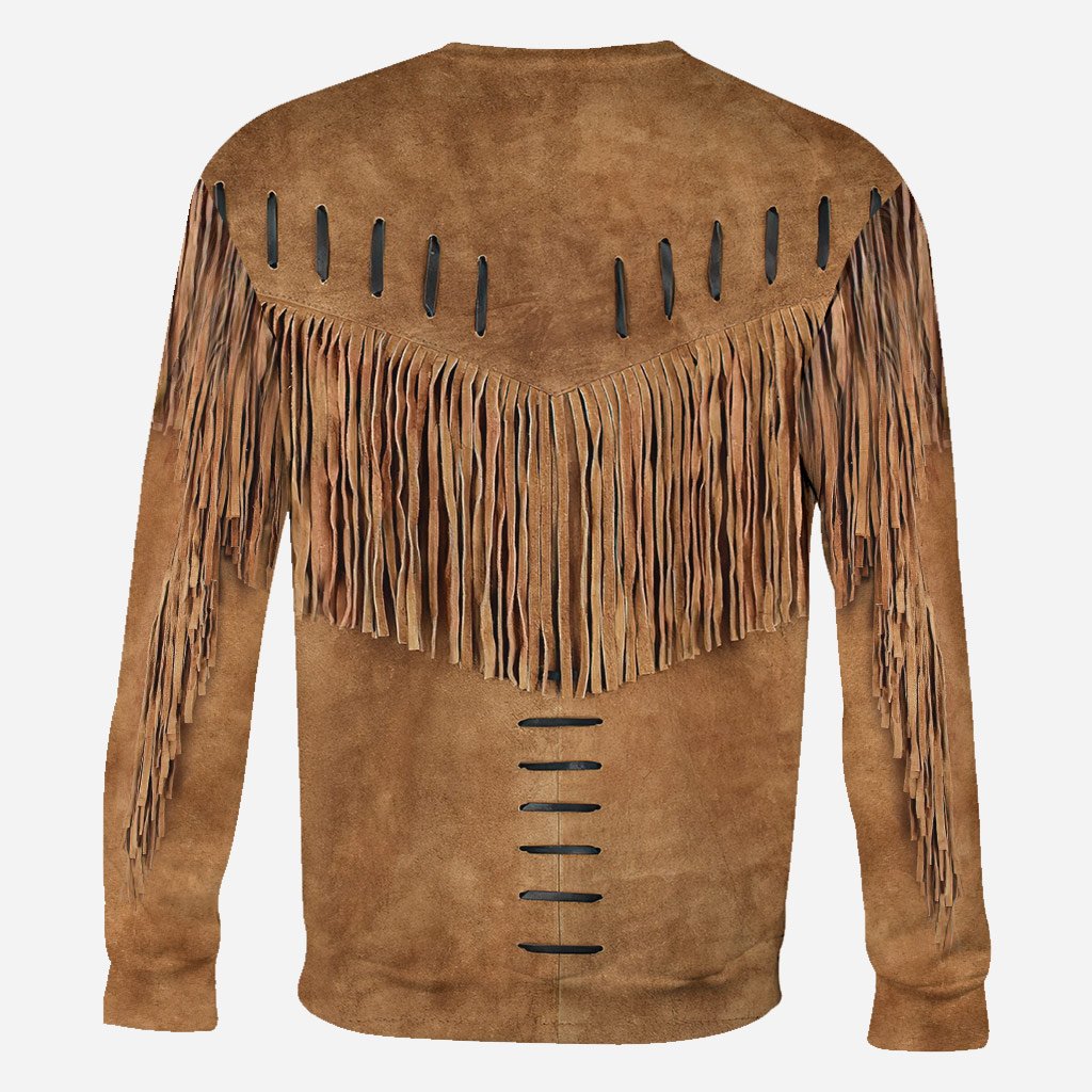 Indigenous - Personalized American Indian All Over T-shirt and Hoodie With Leather Pattern Print