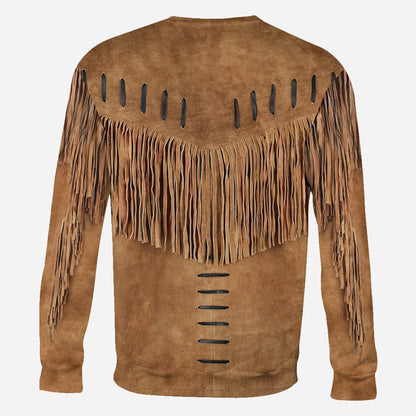 Indigenous - Personalized American Indian All Over T-shirt and Hoodie With Leather Pattern Print