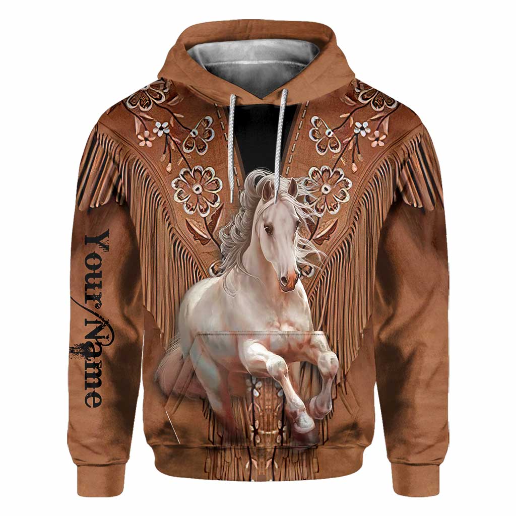 Horse Girl - Personalized All Over T-shirt and Hoodie With Leather Pattern Print