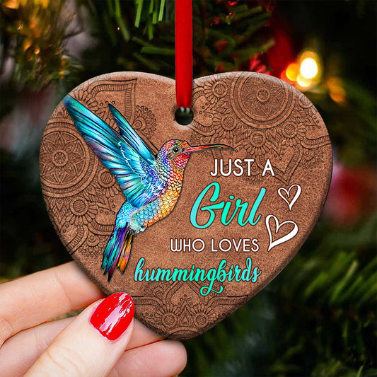 Hummingbird Just A Girl Who Loves Hummingbirds Hummingbird - Heart Aluminium Ornament (Printed On Both Sides) 1122