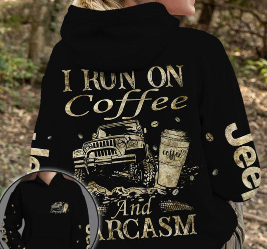 I Run On Coffee And Sarcasm Car All Over Shirt 0523